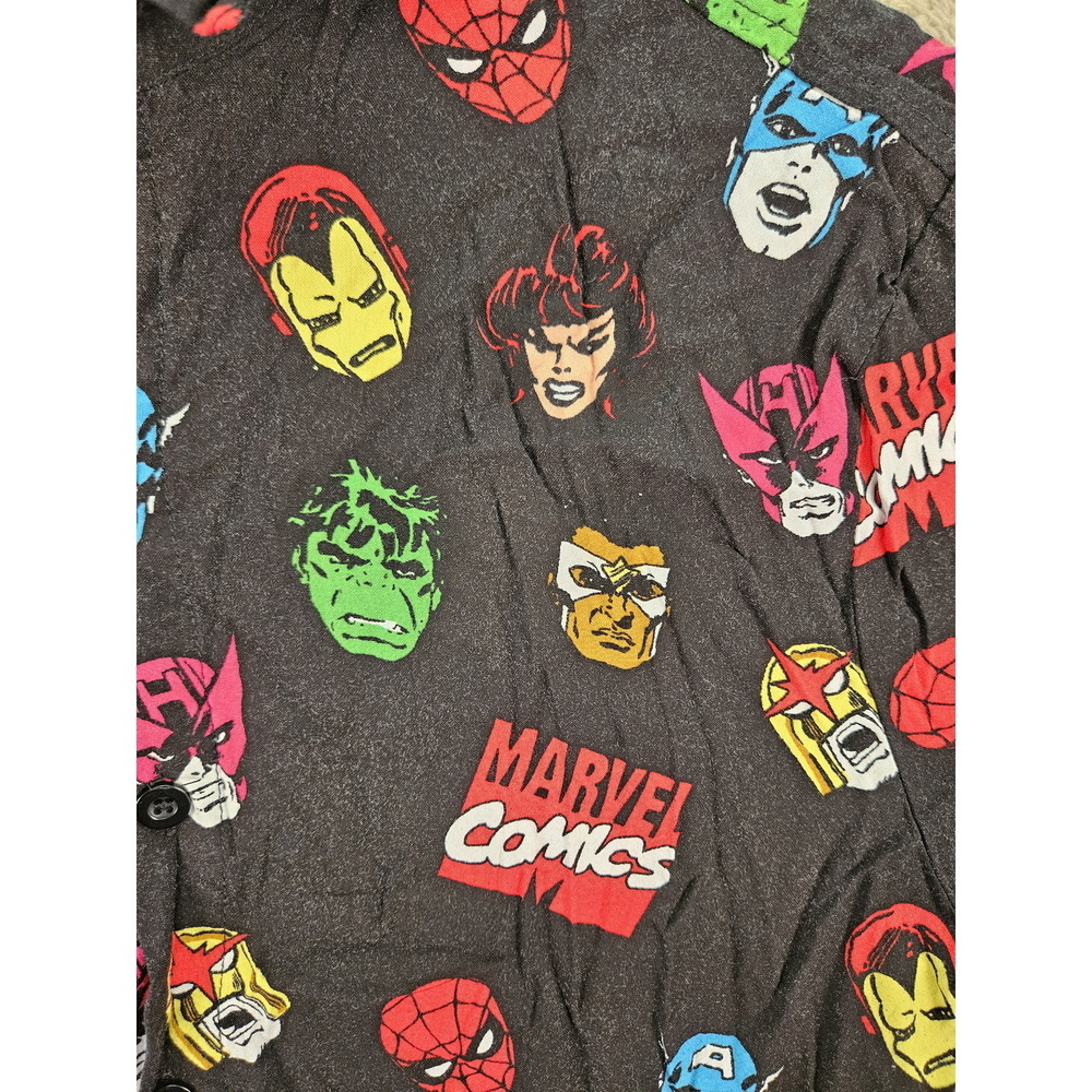 Marvel Comics All-over Print Short-sleeve Shirt Spider-Man Hulk Iron Man Size S - Picture 3 of 10